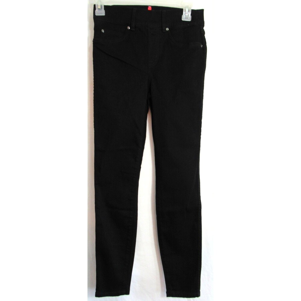 Spanx Black Elastic Waist Pull On Skinny Jeans Size PXS EUC